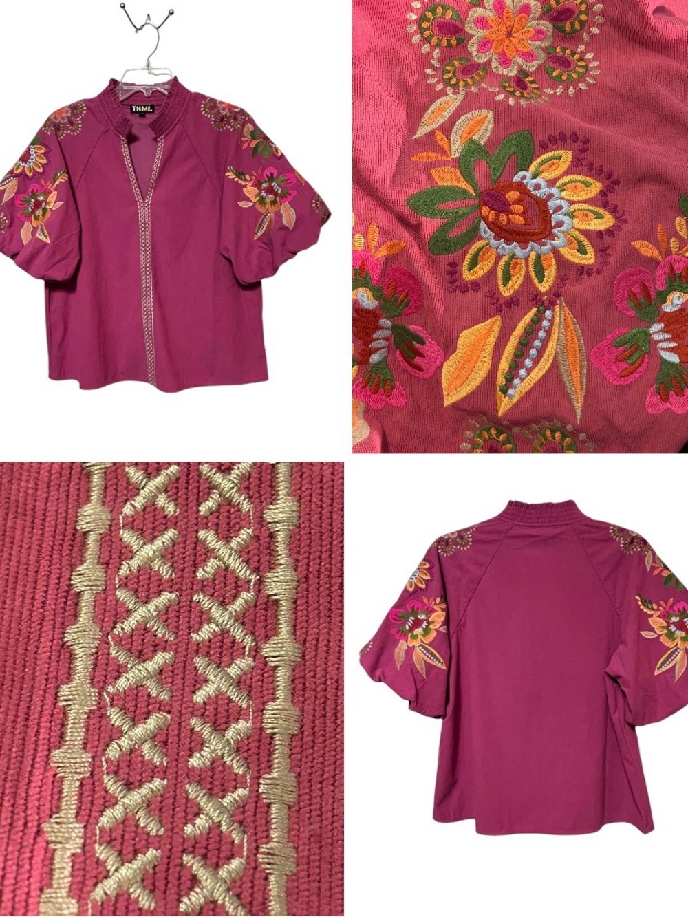 THML NWOT Embroidered corduroy top